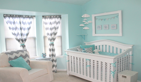 phòng ngủ cho bé sơ sinh màu xanh