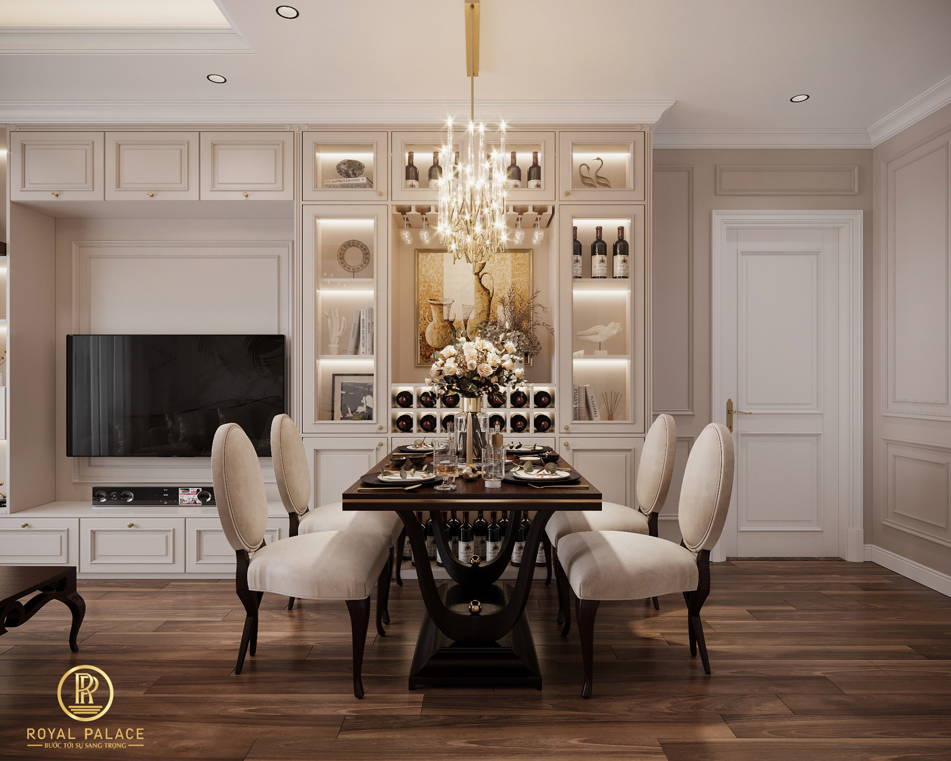 Thiết kế chung cư 3 phòng ngủ 105m2 tân cổ điển 37 thiết kế nội thất chung cư tân cổ điển