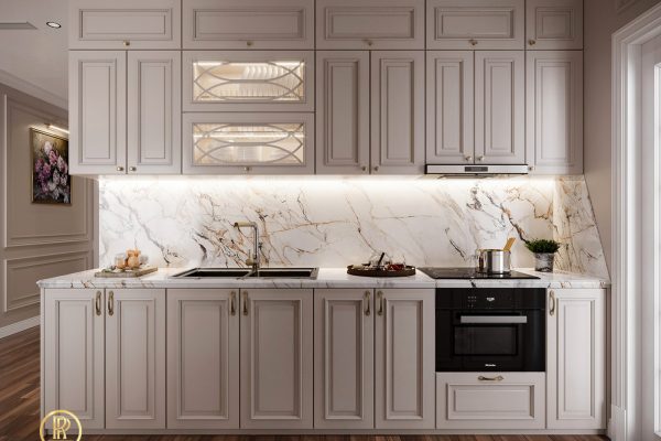 Thiết kế chung cư 3 phòng ngủ 105m2 tân cổ điển 30 bep 1