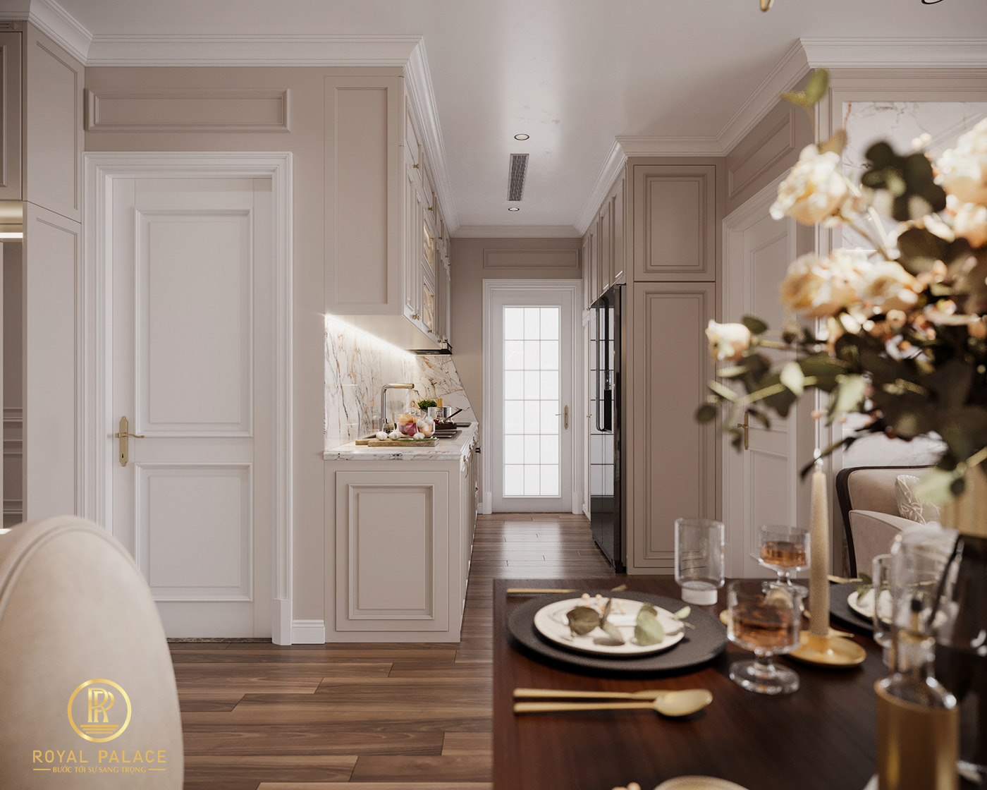 Thiết kế chung cư 3 phòng ngủ 105m2 tân cổ điển 40 bep2
