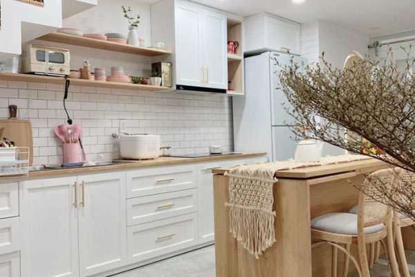 Nhà phố thông tầng 40m2 tone trắng gỗ xinh xắn 25 nha thong tang 40m2 tone trang go xinh xan 27