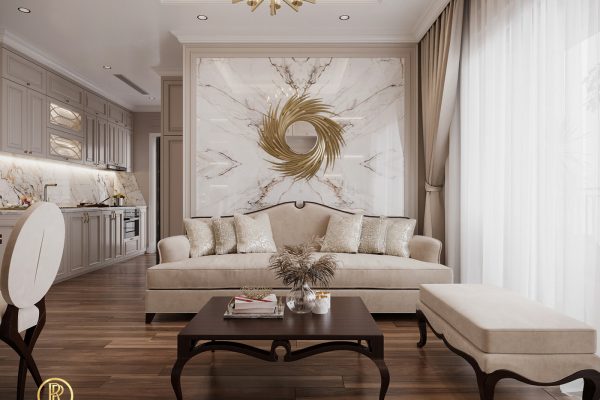 Thiết kế chung cư 3 phòng ngủ 105m2 tân cổ điển 7 phong khach tan co dien