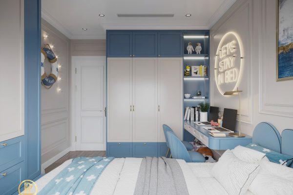 Thiết kế chung cư 3 phòng ngủ 105m2 tân cổ điển 22 phong ngu con trai 1