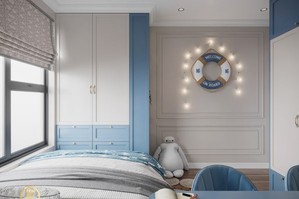 Thiết kế chung cư 3 phòng ngủ 105m2 tân cổ điển 21 phong ngu con trai 2