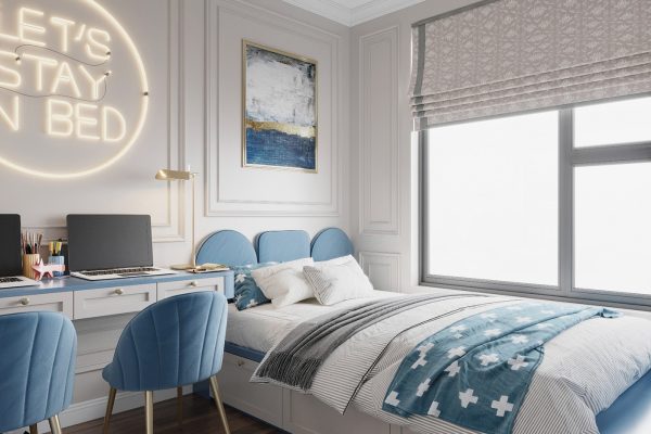 Thiết kế chung cư 3 phòng ngủ 105m2 tân cổ điển 19 phong ngu con trai 4