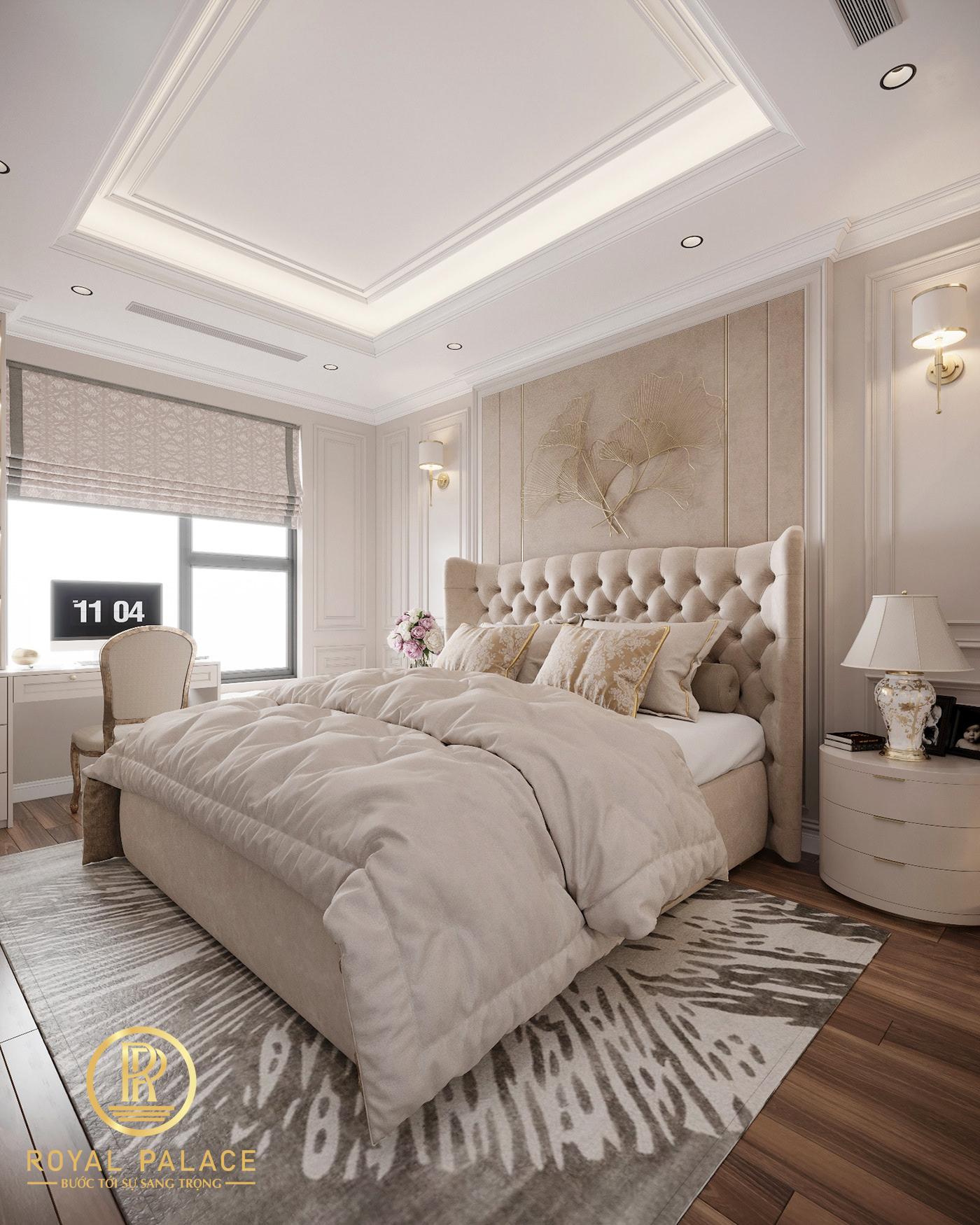 Thiết kế chung cư 3 phòng ngủ 105m2 tân cổ điển 42 phong ngu master