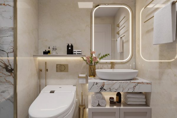 Thiết kế chung cư 3 phòng ngủ 105m2 tân cổ điển 15 phong ve sinh1