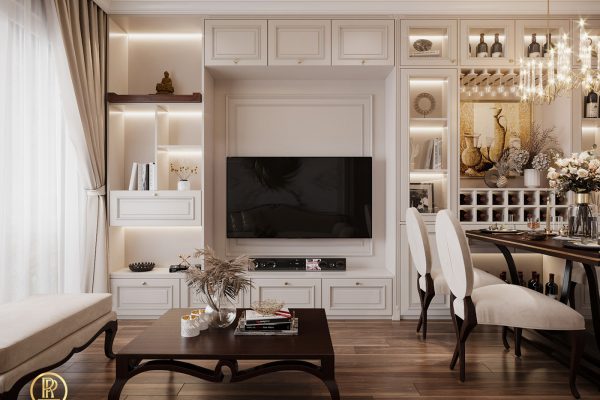 Thiết kế chung cư 3 phòng ngủ 105m2 tân cổ điển 2 thiet ke phong khach1