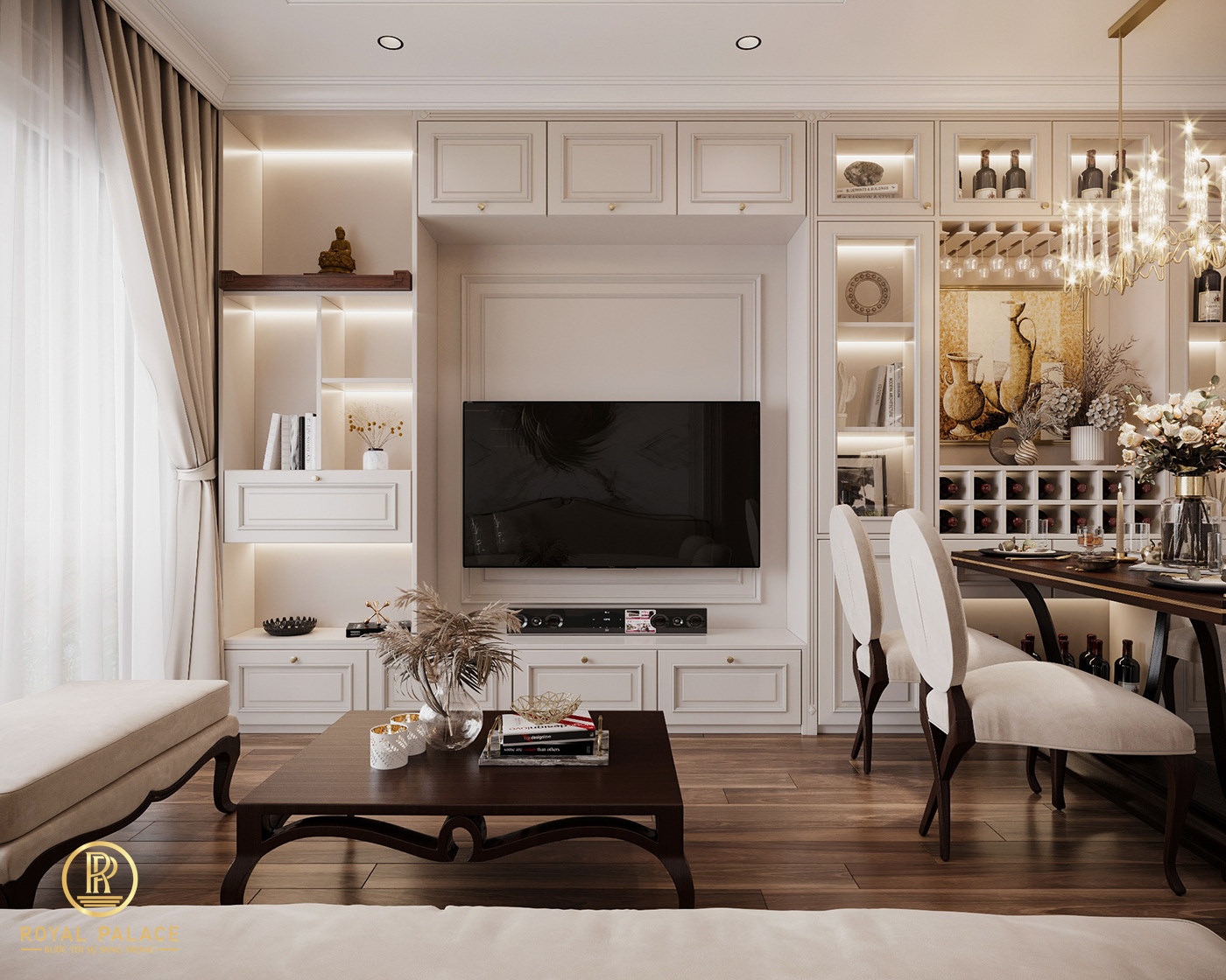 Thiết kế chung cư 3 phòng ngủ 105m2 tân cổ điển 32 thiet ke phong khach1