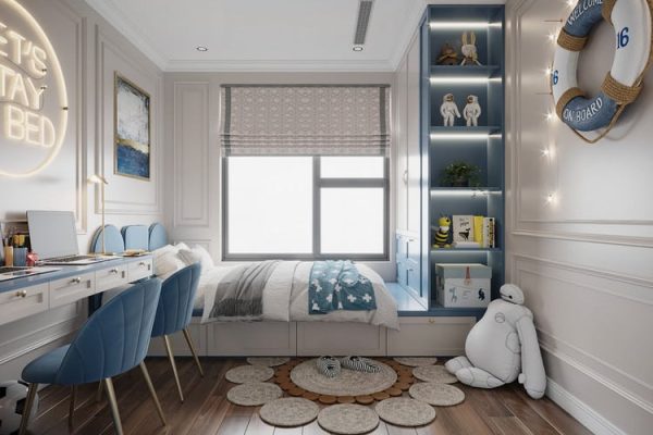 Mẫu thiết kế chung cư 2 phòng ngủ tân cổ điển hơi hướng Châu Âu 4 Mau thiet ke noi that chung cu tan co dien phong ngu cho be 1