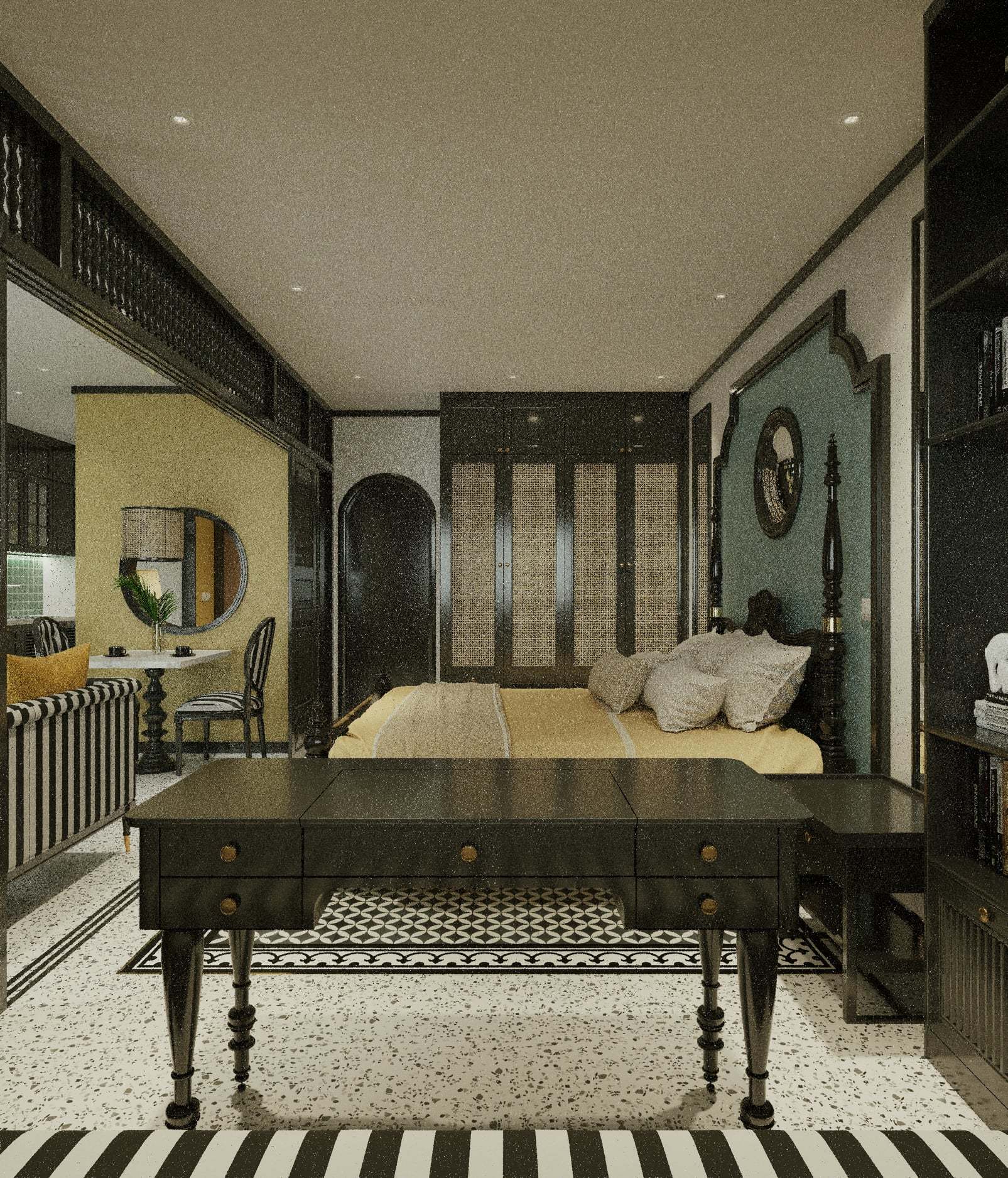 Thiết kế nội thất chung cư 45m2 phong cách Indochine