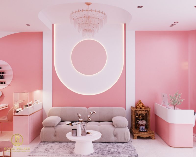 mẫu thiết kế spa màu hồng ngọt ngào