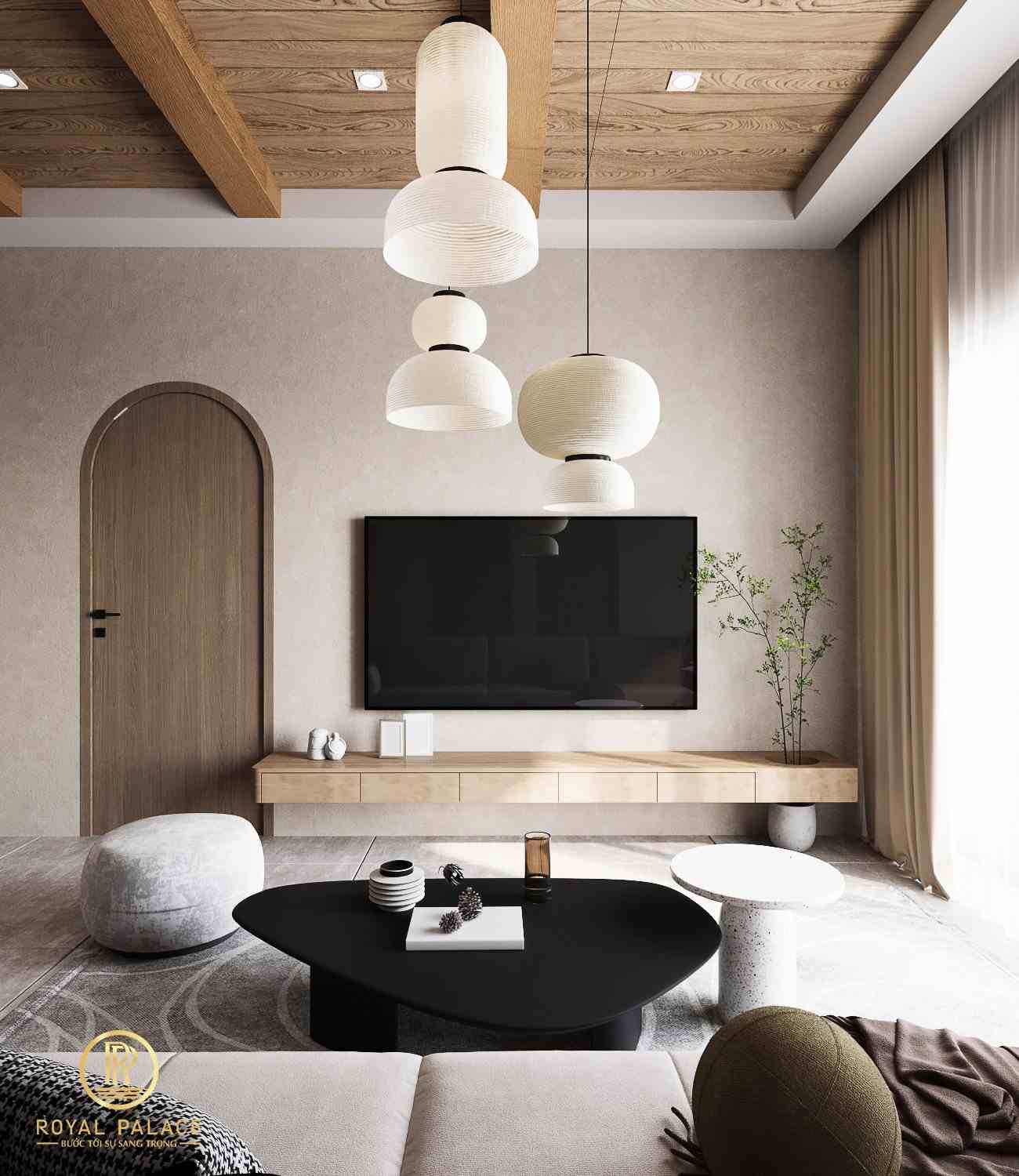 Thiết kế nội thất chung cư 3 phòng ngủ phong cách Wabi Sabi