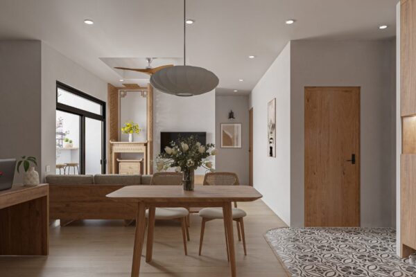 Thi Công Nội Thất Chung Cư 2 Ngủ 85m2 Vinhome Smart City Thoáng Mát 5 Phòng khách đơn giản, tối ưu không gian