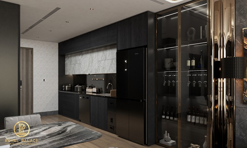 Thiết kế tủ rượu trong suốt tạo hiệu ứng decor sang trọng