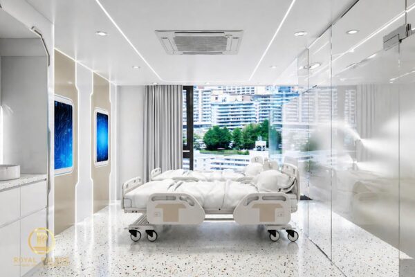 Phòng phẫu thuật của phòng khám thẩm mỹ Velora phong cách Futuristic