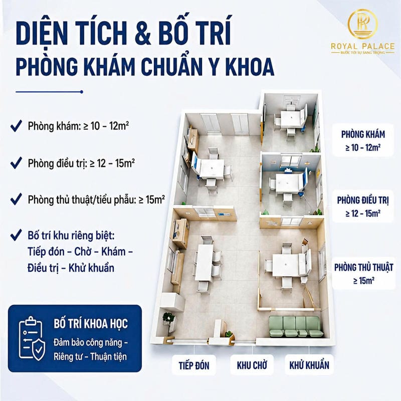 Diện tích bố trí phòng khám chuẩn theo quy định
