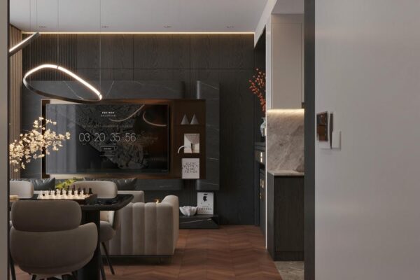 Thiết Kế Nội Thất Chung Cư Lumiere Vinsmart City 75m2 2 Phòng Ngủ 5 Nội thất chung cư lumiere 75m2 khu vực cửa vào ảnh 2