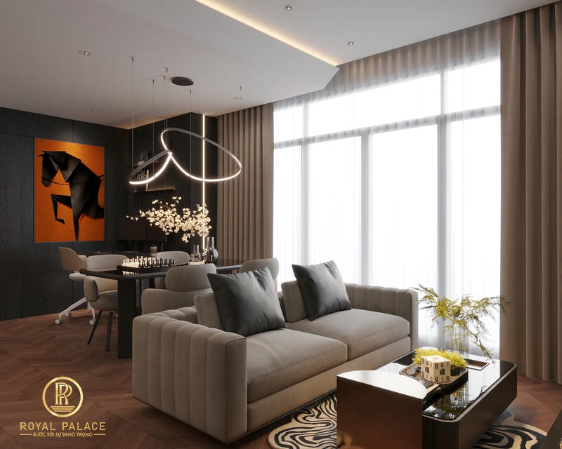 Thiết Kế Nội Thất Chung Cư Lumiere Vinsmart City 75m2 2 Phòng Ngủ 25 Nội thất phòng khách chung cư Lumiere 75m2 ảnh 2
