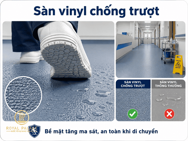 Sàn vinyl chống trượt dùng trong phòng khám